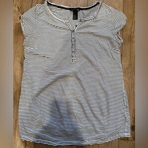 H&M MAMA Black and White Striped Top Sz M